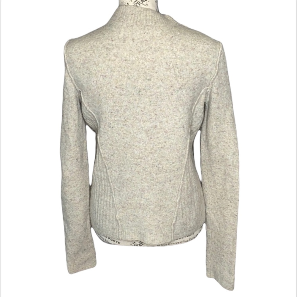 Free People Wool Linen Blend Mock Neck Cable Knit Sweater Size M - Picture 2 of 5
